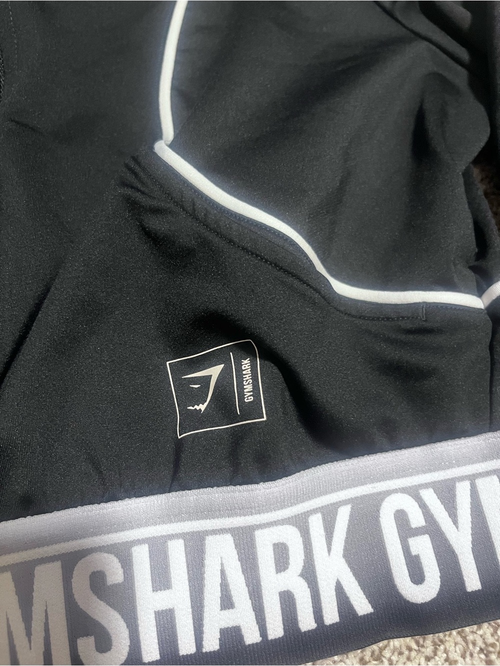 Gymshark Black Cropped Zip Athletic Jacket White Trim Logo Band Women’s Large - Picture 4 of 9